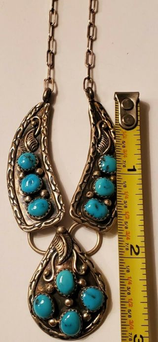 Vintage Navajo Native American Turquoise Sterling Silver Necklace 18 