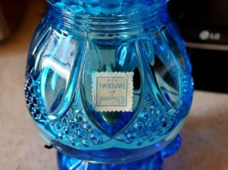 Vintage Imperial Tulip & Cane Bundling Mini Miniature Finger Oil Lamp Teal Blue 3