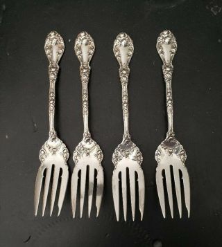 Marechal Niel Four Sterling Silver Salad Forks By Durgin 6.  25 " 1896 Priced Each