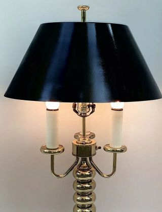 Stunning 29” Vintage French Bouillotte 3 Arm Candelabra Lamp Tole Shade