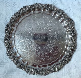 Antique Rococo Silver Plated Tray,  Motto Vincere Vel Mori (conquer Or Die) 2
