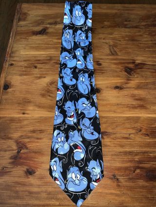 Aladdin Genie Funny Faces The Disney Store Black Blue Silk Necktie Tie