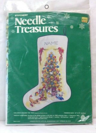 Vintage Needle Treasures Christmas Stocking Kit Children Around The