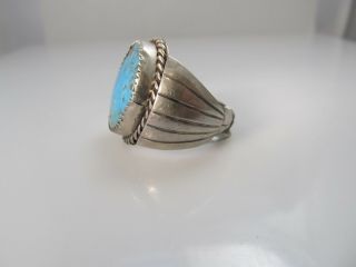 BIG VINTAGE TURQUOISE RING STERLING SILVER NATIVE AMERICAN 2