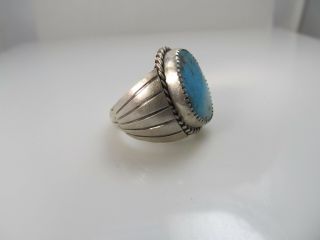 BIG VINTAGE TURQUOISE RING STERLING SILVER NATIVE AMERICAN 3