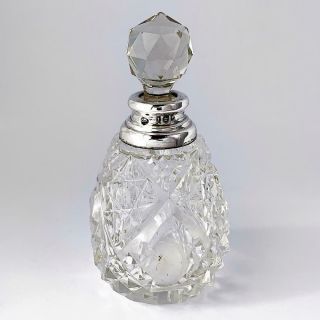 George V Sterling Silver & Cut Glass Perfume Scent Bottle London 1921 C&a