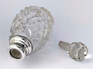 GEORGE V STERLING SILVER & CUT GLASS PERFUME SCENT BOTTLE London 1921 C&A 3