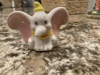 Vintage Disney Dumbo Mini Porcelain Ceramic Figurine 3 1/2 " Wide By 2 1/4 " Tall