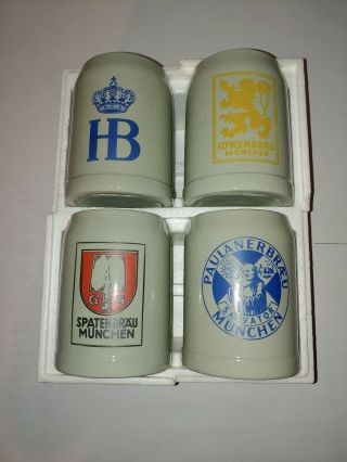 Hb Beer Stein Hofbrauhaus München 1/2 Liter Stoneware Ceramic Mugs Set Of 4,  2