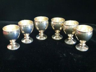 Antique Set Of 6 2 " Cordial Cups.  900 Silver Modernist