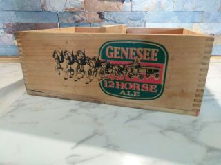 Genesee 12 Horse Ale Beer Wooden Wood Box Crate Vintage Bar Décor Ny York