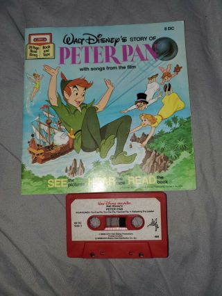 Walt Disney Read Along Story Book Cassette Tape Snow White And Peter Pan 1dc 8dc