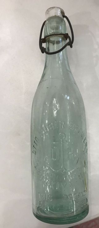 Antique Glass Bottle Otto Huber Brewery (ship’s Anchor) Brooklyn,  Ny Pre - 1900s