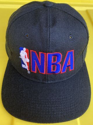 Vintage 90s Nba Plain Logo Sports Specialties Snapback Hat Cap Black Dome