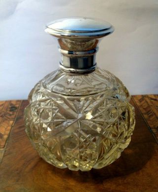 Antique Silver Topped Perfume Bottle Jar Pot Globular William Henry Sparrow 1903