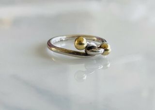 Vintage Tiffany & Co SIGNED 18K Yellow Gold Sterling Silver Knot Ring Size 6.  75 2