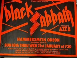 Black Sabbath Hammersmith 1981 Vintage Rock & Roll Memorabilia Poster