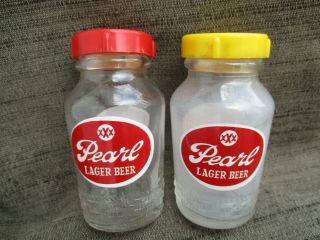 Vintage Pearl Beer Glass Salt & Pepper Shakers Pair San Antonio Texas