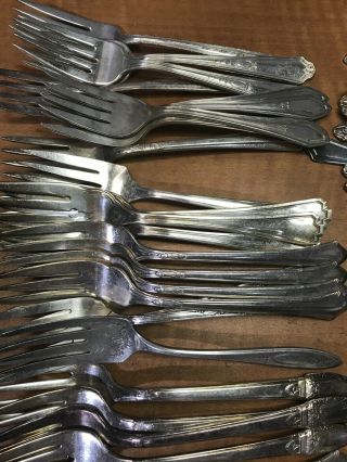 65 Pc Mixed Antique to Vintage Silverplated SALAD or DESSERT FORKS Craft or USE 2