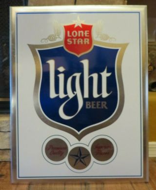 Vintage Lone Star Light Beer Toc Tin Over Cardboard Sign San Antonio Texas Nos