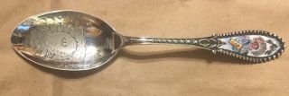 Arch Rock Mackinac Isle Island 925 Sterling Souvenir Spoon Indian Enamel Handle