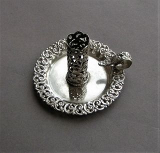 Antique Unger Bros.  Sterling Silver Miniature Chamber Stick Candle Holder 1910