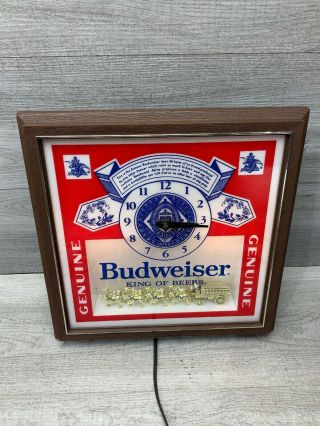 Vintage Budweiser Clydesdales Deluxe Label Sign Clock Light