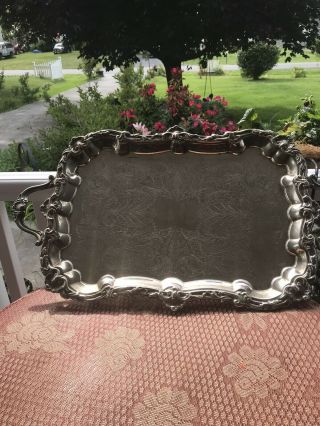 The Sheffield Silver Co.  Silver Plated Tray Serving Footed Platter 25” - 14.  5”