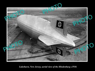 Old Postcard Size Photo Of Lakehurst York The Hindenburg Zeppelin C1936