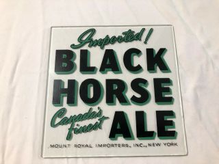 Vintage Glass Beer Sign Imported Black Horse Ale Canada 
