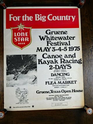 Lone Star Beer Poster - 1975 Gruene Whitewater Festival,  From The Big Country