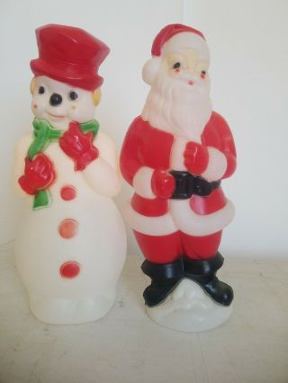 Vintage Christmas 1973 Carolina Enterprises Santa Claus & Snow Man 23 " Blow Mold