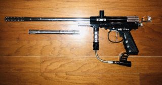 Gorgeous Vintage Spyder Xtra Paintball Gun Marker,  2 Barrels 17”xl Sniper,  9”
