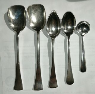 5 Antique Sterling Silver Tea Spoons And Ice Cream Spoons
