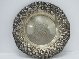 Antique Hamilton & Diesinger Sterling Silver Floral Repousse Baroque Tray Dish