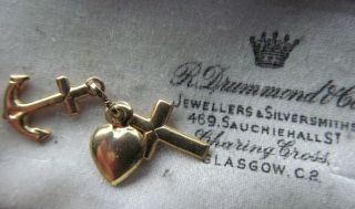 Vintage 9ct Gold Faith Hope And Charity Pendant,  Charm