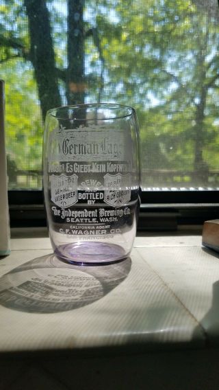 Pre - Prohibition Old German Lager Independent Brewing Co Seattle Wash Beer Glass