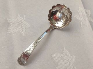 Antique Silver Sugar Sifter Spoon By C.  W.  Fletcher Sheffield 1906 27g (588)