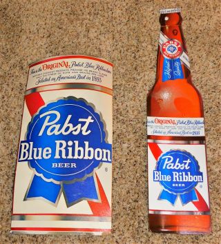 1960s Pabst Beer Large Cardboard Can & Bottle Sign Wow Store Displays?