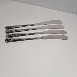 Towle Sterling Silver Rambler Rose (4) Flat Butter Spreaders No Monogram 5 - 7/8 "
