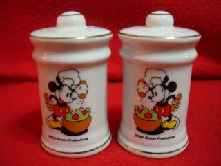 Walt Disney Productions Mickey Mouse Chef Salt & Pepper Shakers