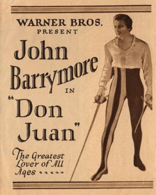 John Barrymore Vintage 1926 Silent Film Don Juan Vitaphone Movie Herald
