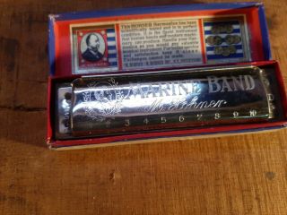 Vtg Marine Band Harmonica Made By M.  Hohner No 1896 Made In Germany D Key
