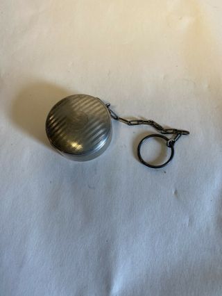 Vintage Sterling Silver Pill Box With Chain 1.  5” 22 Grams