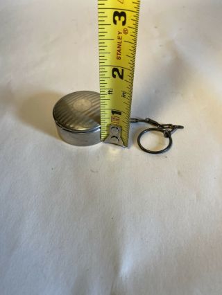 Vintage Sterling Silver Pill Box With Chain 1.  5” 22 Grams 3