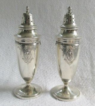 Antique Frank M Whiting Sterling Silver Tapered Salt & Peppers Shakers