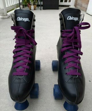 Vintage Black Chicago Roller Skates Mens Size 9