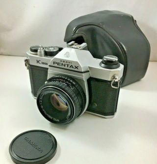 Vtg Pentax Asahi K1000 Camera With 1:2 50mm Pentax Lens Leather Cover