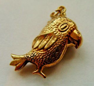 9ct Gold Parrot Charm Lovely Detail Large Size Vintage Item Hallmarked Date 1977