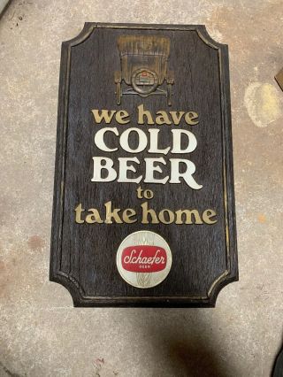 Vintage Schaefer Beer Plastic Sign We Have Cold Beer To Take Home Car